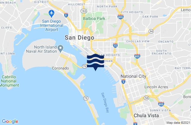 Carte des horaires des marées pour 28th St. Pier (San Diego) 0.35 nmi. SW, United States