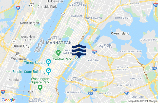 Carte des horaires des marées pour 37th Avenue, Long Island City, East River, United States