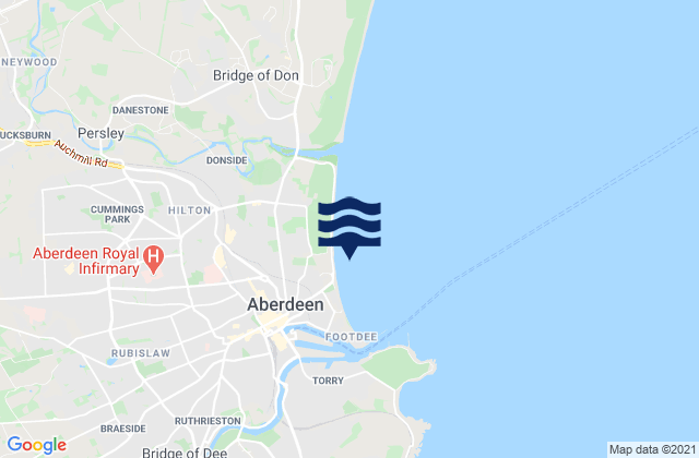 Carte des horaires des marées pour Aberdeen Beach, United Kingdom