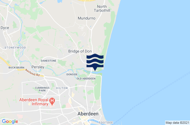 Carte des horaires des marées pour Aberdeen City, United Kingdom
