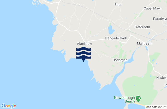 Carte des horaires des marées pour Aberffraw Bay, United Kingdom