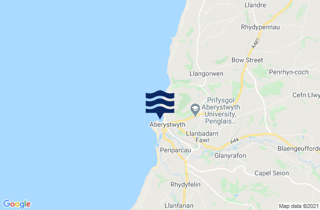 Carte des horaires des marées pour Aberystwyth - North Beach, United Kingdom