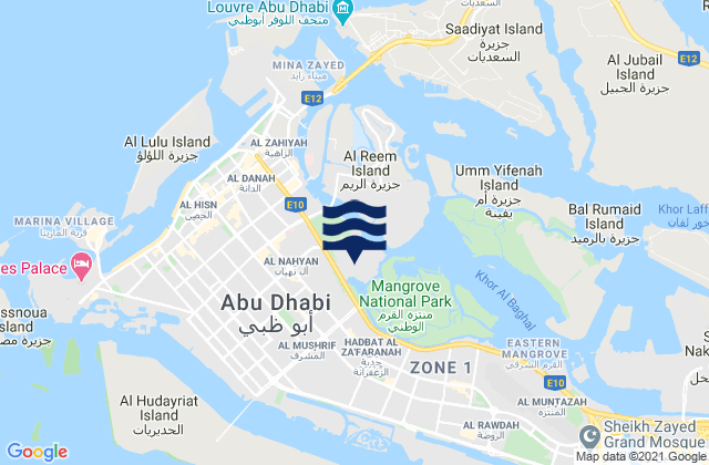 Carte des horaires des marées pour Abu Dhabi, United Arab Emirates