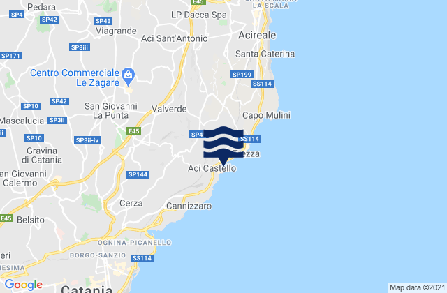 Carte des horaires des marées pour Aci Bonaccorsi, Italy