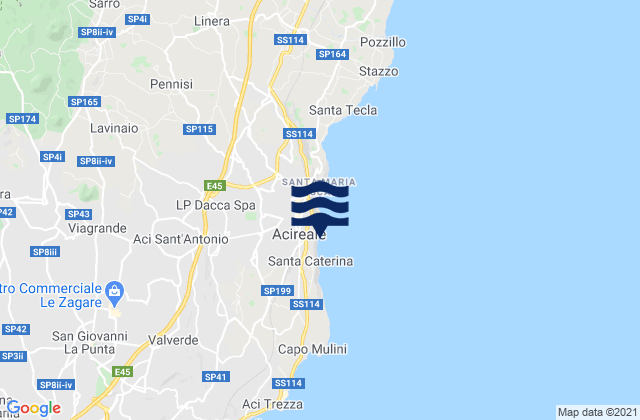 Carte des horaires des marées pour Aci Catena, Italy