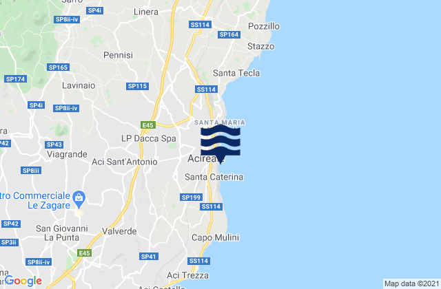 Carte des horaires des marées pour Aci Sant'Antonio, Italy