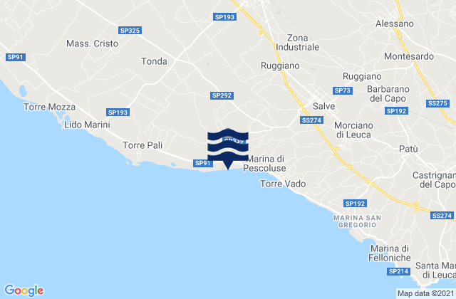 Carte des horaires des marées pour Acquarica del Capo, Italy