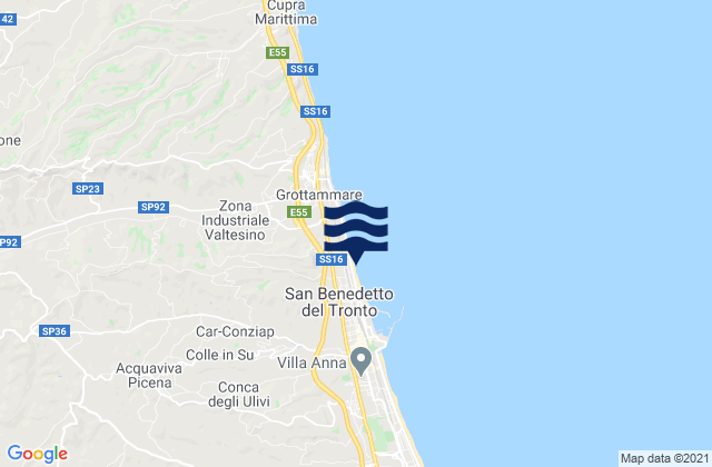 Carte des horaires des marées pour Acquaviva Picena, Italy