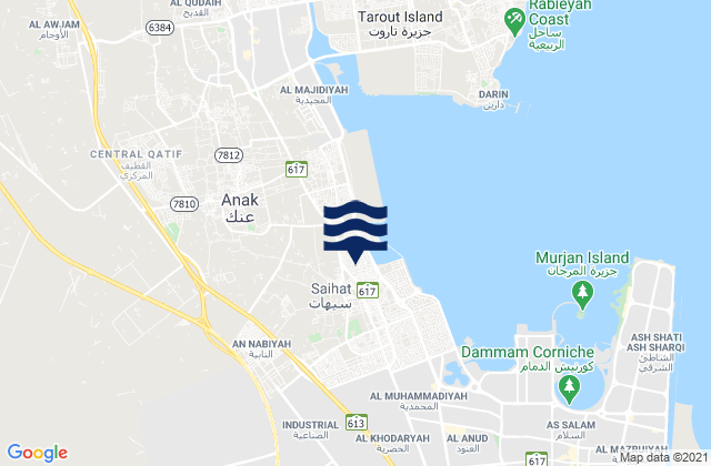 Carte des horaires des marées pour Ad Dammām, Saudi Arabia
