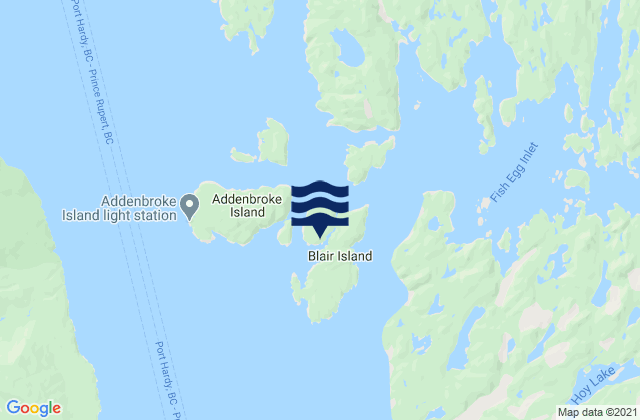 Carte des horaires des marées pour Addenbroke Island, Canada