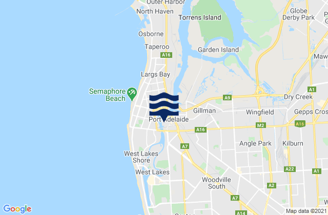 Carte des horaires des marées pour Adelaide Inner Harbour, Australia
