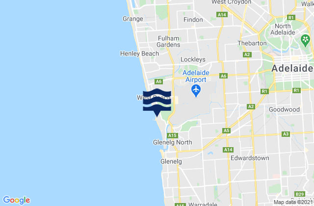 Carte des horaires des marées pour Adelaide, Australia