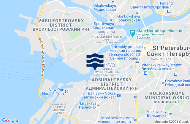Carte des horaires des marées pour Admiralteisky, Russia