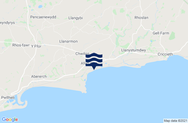 Carte des horaires des marées pour Afon Wen Beach, United Kingdom
