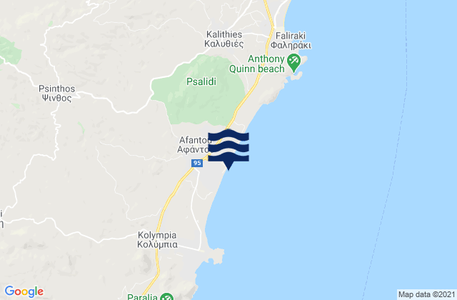 Carte des horaires des marées pour Afántou, Greece