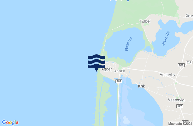 Carte des horaires des marées pour Agger Strand, Denmark