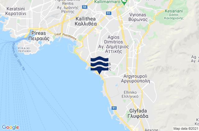 Carte des horaires des marées pour Agios Dimitrios, Greece