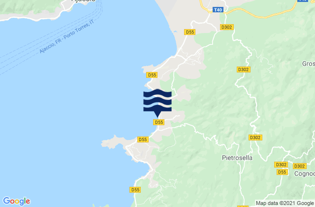 Carte des horaires des marées pour Agosta, France