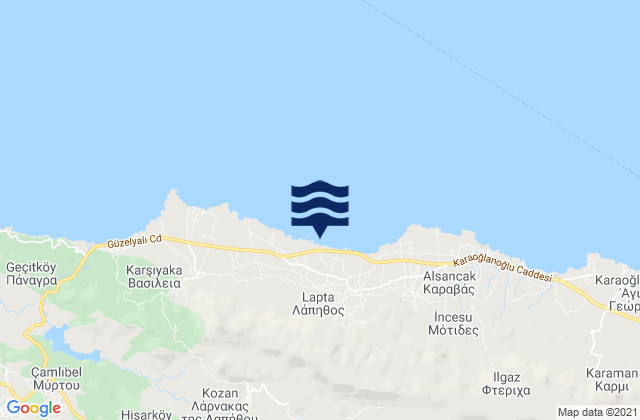 Carte des horaires des marées pour Agridáki, Cyprus