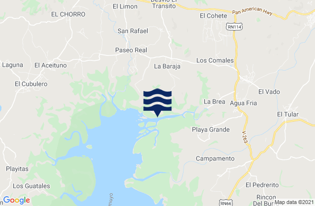 Carte des horaires des marées pour Agua Fría, Honduras