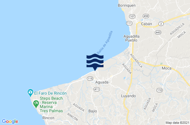 Carte des horaires des marées pour Aguada Barrio-Pueblo, Puerto Rico