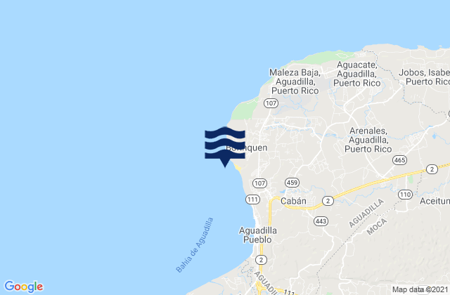 Carte des horaires des marées pour Aguadilla, Puerto Rico