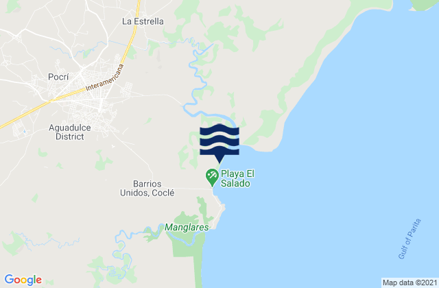 Carte des horaires des marées pour Aguadulce, Panama