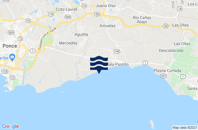 Carte des horaires des marées pour Aguilita, Puerto Rico