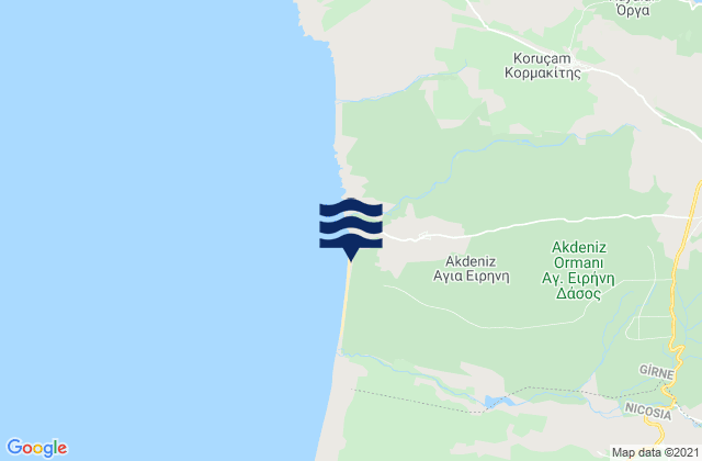 Carte des horaires des marées pour Agía Eiríni, Cyprus