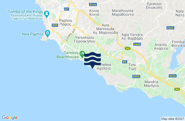 Carte des horaires des marées pour Agía Marinoúda, Cyprus
