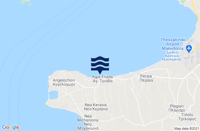 Carte des horaires des marées pour Agía Triáda, Greece