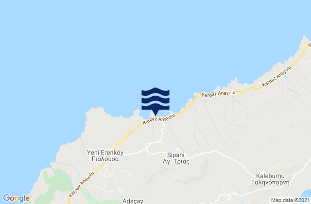 Carte des horaires des marées pour Agía Triás, Cyprus