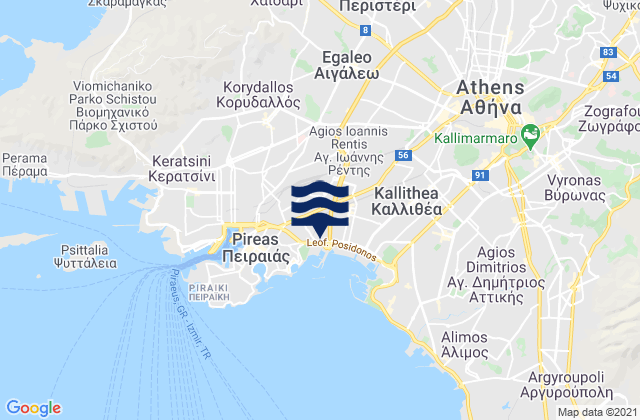 Carte des horaires des marées pour Agía Varvára, Greece