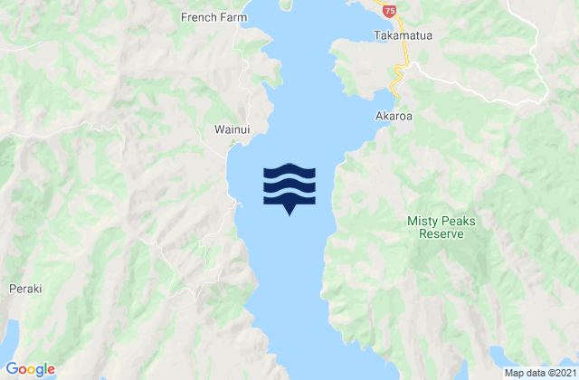 Carte des horaires des marées pour Akaroa Harbor, New Zealand