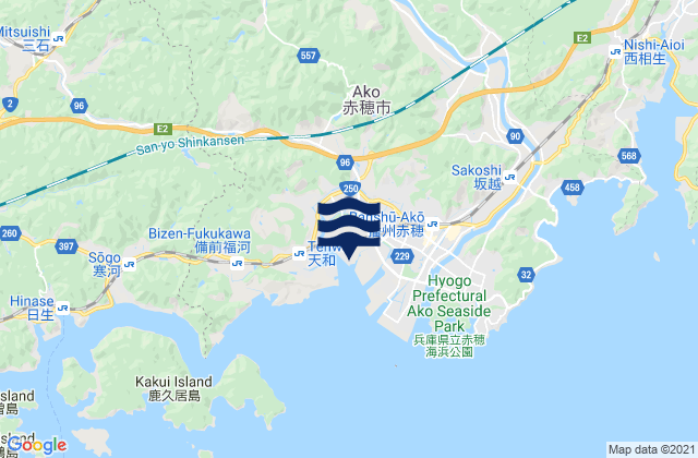 Carte des horaires des marées pour Ako (Harima Nada), Japan