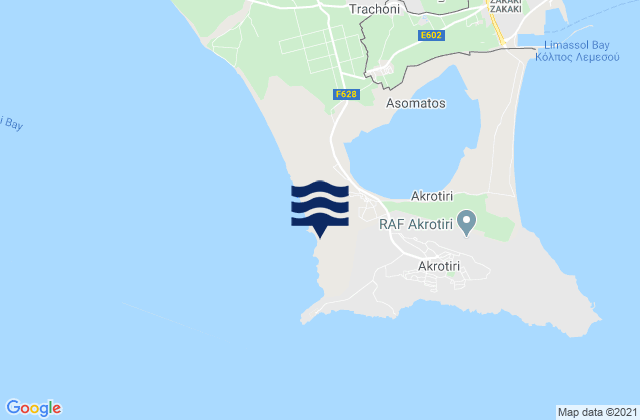 Carte des horaires des marées pour Akrotíri, Cyprus