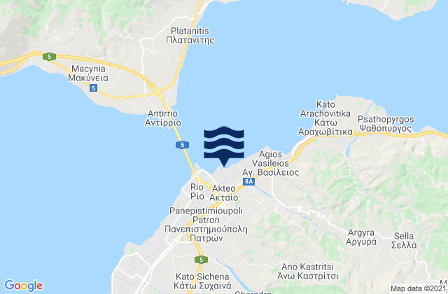 Carte des horaires des marées pour Aktaío, Greece
