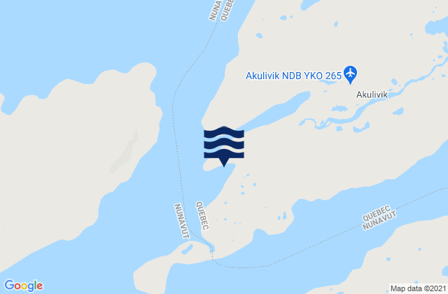Carte des horaires des marées pour Akulivik (Hudson Bay), Canada