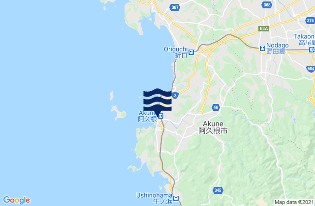 Carte des horaires des marées pour Akune, Japan