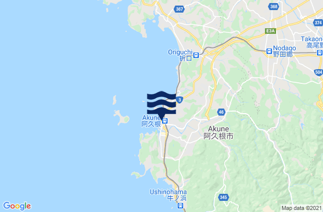 Carte des horaires des marées pour Akune Shi, Japan