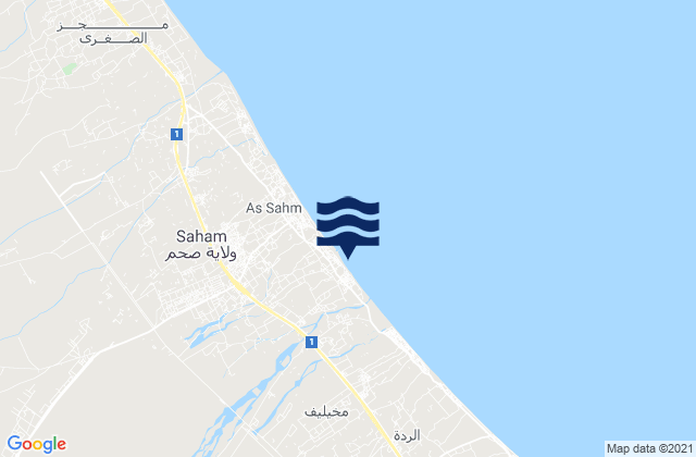 Carte des horaires des marées pour Al Batinah North Governorate, Oman