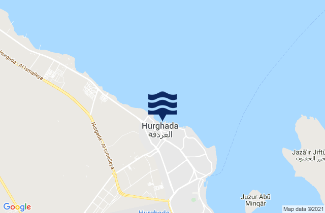 Carte des horaires des marées pour Al Ghardaqah, Egypt