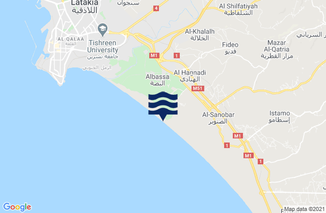 Carte des horaires des marées pour Al Hinādī, Syria