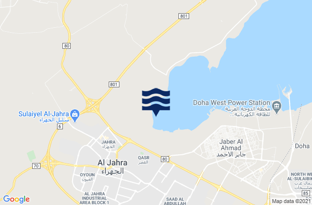 Carte des horaires des marées pour Al Jahrā’, Kuwait