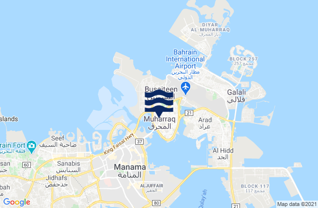 Carte des horaires des marées pour Al Muharraq, Bahrain