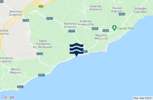 Carte des horaires des marées pour Alaminós, Cyprus