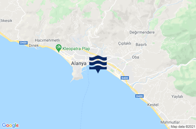 Carte des horaires des marées pour Alanya, Turkey
