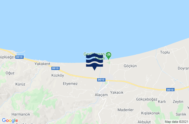 Carte des horaires des marées pour Alaçam, Turkey