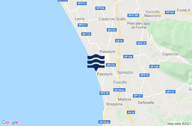 Carte des horaires des marées pour Albanella, Italy