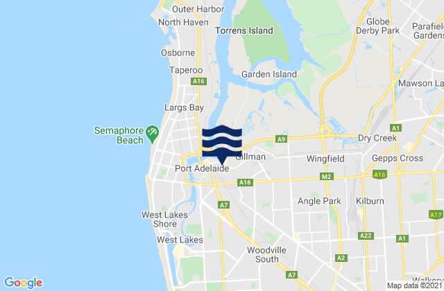 Carte des horaires des marées pour Albert Park, Australia
